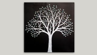 Surreal Fantasy Tree Acrylic Painting with Rhinestones | Painting Demonstration time-lapse