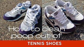 How to clean poop out of tennis shoes #drycleaning #laundromat #nike #nikeshoes #shoescleaning