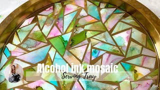 Alcohol Ink Mosaics tile & Resin Serving Tray