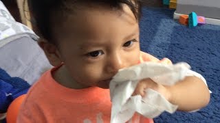 Baby Pretends to Blow his Nose