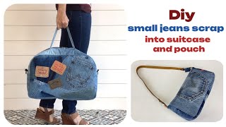 Turn scraps of jeans into travel bags and shoulder bags,denim suitcase tutorial ,pouch bag diy