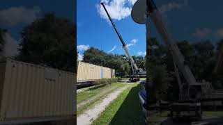 loading container with crane #hotshot #cdldriver cdldr #supertrucker #freightliner