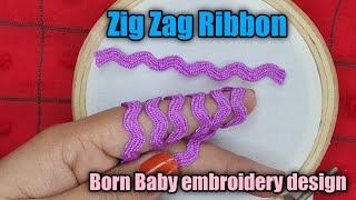 zigzag ribbin new born baby embroidery design #sanahandstitch @w_sfashion9443