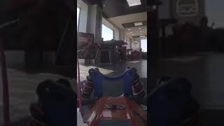 Rc car Carlton drives in and out of burger store