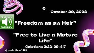 Sunday school Lesson - Galatians 3:23-29. 4:7 - October 29, 2023