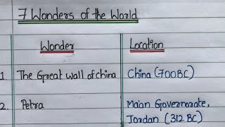 Seven Wonders of the world 🌍 | #Gk Notes | #7wondersofworld | #universal gk hub