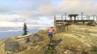 GTA5 360 down Mnt Chiliad. WITH TREVOR on bike AWESOME! (HD)