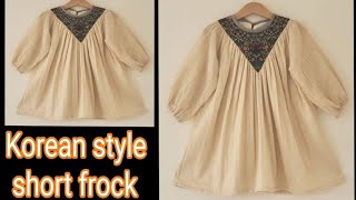 So beautiful so elegant Korean Style short frock cut & stitch /Casual Loose top/new style blouse