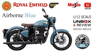 Royal Enfield Classic 350 Airborne Blue 1:12 scale Replica by Maisto Unbox & Review by Dnation