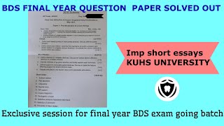 BDS Final year prostho question paper solved out - part 1