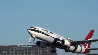 QANTAS Boeing 737 (Mendoowoorrji Livery) Departing from Christchurch, New Zealand