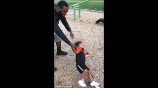 Funny Video Kid can;t walk after playing on spinner