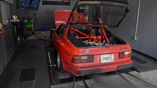 Porsche 944 Turbo with Lindsey Racing exhaust going hard on the dyno!