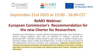 ReMO Webinar: European Commission's Recommendation for the new Charter for Researchers