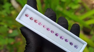 Natural Purple, Pink and Padparadscha Sapphire Faceted Pear shape collection