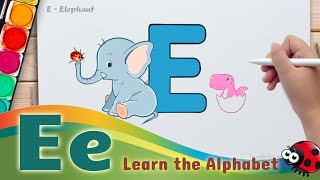 Alphabet Art Adventure: Drawing Letter E, E for Elephant, E for Egg with The Ladybug!