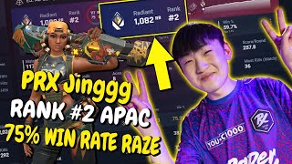 PRX Jinggg is RANK #2 ON APAC With A 75% WIN RATE on RAZE *Insane Mechanics*