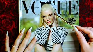 ASMR Vogue Magazine Page Turning & Squeezing ✨ Tracing, Tapping, Inaudible Whispering