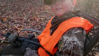 Deer hunting with my grandson Jacob on my son's property.