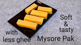 Soft &Tasty Mysorepak/குறைவான நெய்யில் வாயில் வைத்த உடன் கரையும் மைசூர் பாக் இப்படி செய்து அசத்துங்க