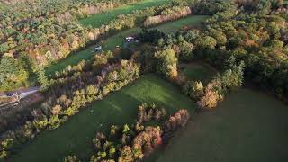 Aerial view of new hampshire countryside ranch on sunny autumn day FREE STOCK VIDEO