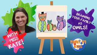 Drawing for Kids - How to Draw Your Family as Owls - Art for Kids - Cute drawings