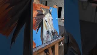 Horse Portrait Oil Painting Process. Art. Artwork. Oil on Canvas Board