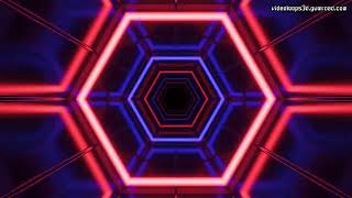 VJ LOOP 117 - Metallic Hexagonal Tunnel with Red & Blue Neons - 4K - 30 min