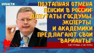 "Поэтапная отмена пенсии в России": депутаты Госдумы, эксперты и академики предлагают свои варианты