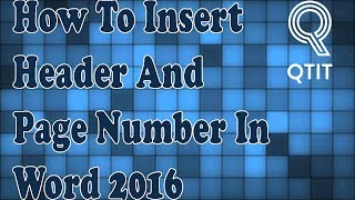 How To Insert Header And Page Number In Word 2016