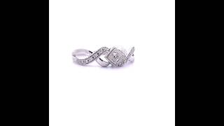 0.15 Carat Diamond Square Milgrain Bezel Infinity Symbol Ring in 14k White Gold