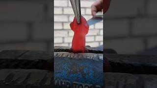 Gummy candy VS Hot knife #shorts #knife #gummycandy #asmr #satisfying