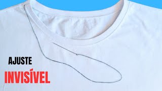 Como DIMINUIR  Gola de Camiseta de Forma  INVISÍVEL, Costura à mão.