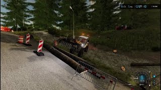 Moving logs at busy road/mowing grass at the yard/filling container |Public Work! |Fs22 |Ps4