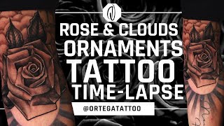 TATTOO TIME-LAPSE #069 | BLACK AND GREY ROSE AND CLOUDS