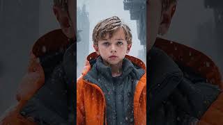 10-year-old boy alone in a futuristic city - Snowfall