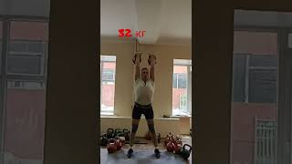 #nowaywithoutkettlebells32 Толчок гирь 32 кг, 16й темп.