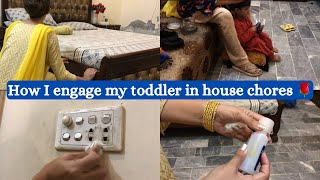 How I engaged my toddler in house chores with me | Home cleaning tips and hacks | Summer cleaning 🌸