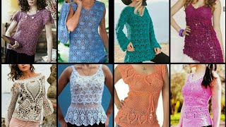 Elegant New top Trending designs of crochet Tops Blouse Shirts granny square designer's tops UK - US