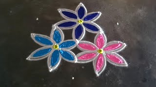 puratasi madham 5*3 beautiful sangu  flowers kolam/navaratri  traditionalrangoli/gokulramya kolangal