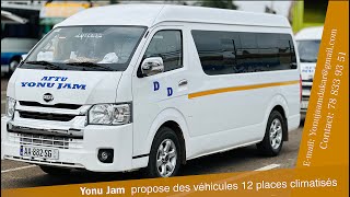 Yonu Jam propose des véhicules 12 places climatisés et géolocalisées.ces véhicules sont disponib