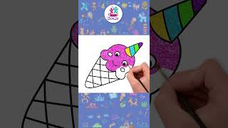 Impariamo a disegnare un gelato all'unicorno #shorts #kidsdrawing #ChikiArtItalian