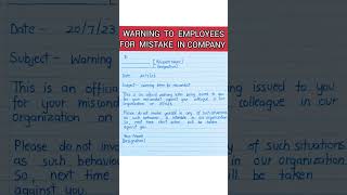 Warning letter to employees for mistake in company #shorts #short #shortvideo #warningletter