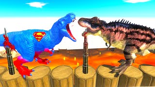 1vs1 FIGHT on DEADLY SPIKE BRIDGE ABOVE LAVA - Animal Revolt Battle Simulator