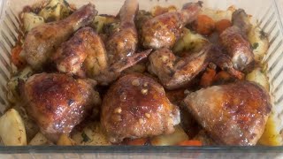 I Cook it almost every day! One pan chicken thigh dinner!