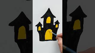 Halloween Haunted House Painting! Art for Kids  #shorts #painting #art #halloween