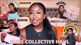 HUGE COLLECTIVE HAUL | BAECATION VIBES! SKIMS, SHEIN, PRETTYLITTLETHING, MISS LOLA, AMAZON + MORE