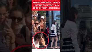 Selena gomez FELL while leaving the event and carried her heels in hand #selenagomez #shorts #viral