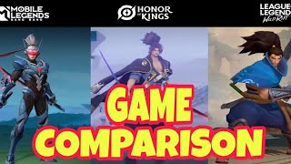 HONOR OF KINGS vs MOBILE LEGENDS vs WILD RIFT | GAME COMPARISON | MOUSE