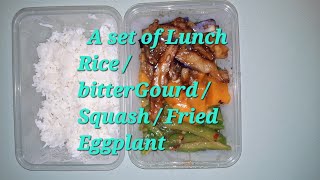 A Set Of Lunch Rice / Bitter Gourd / Squash / Fried Eggplant  #mukbang #MarilouAtacador